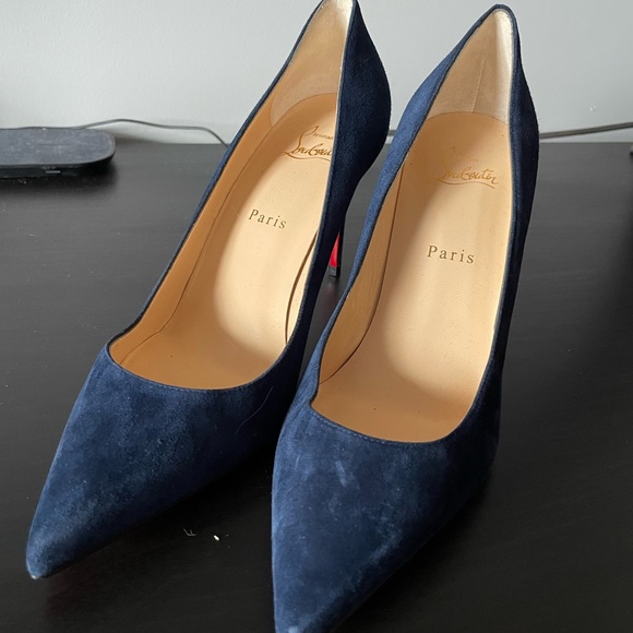 Christian Louboutin Blue Suede Kate Heels - Picture 3 of 6